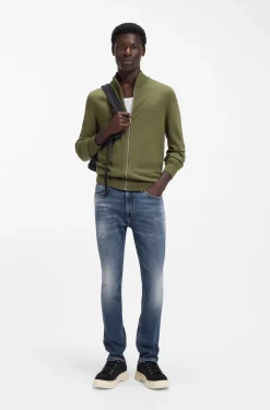 Slim-fit jeans in dark-blue comfort-stretch denim