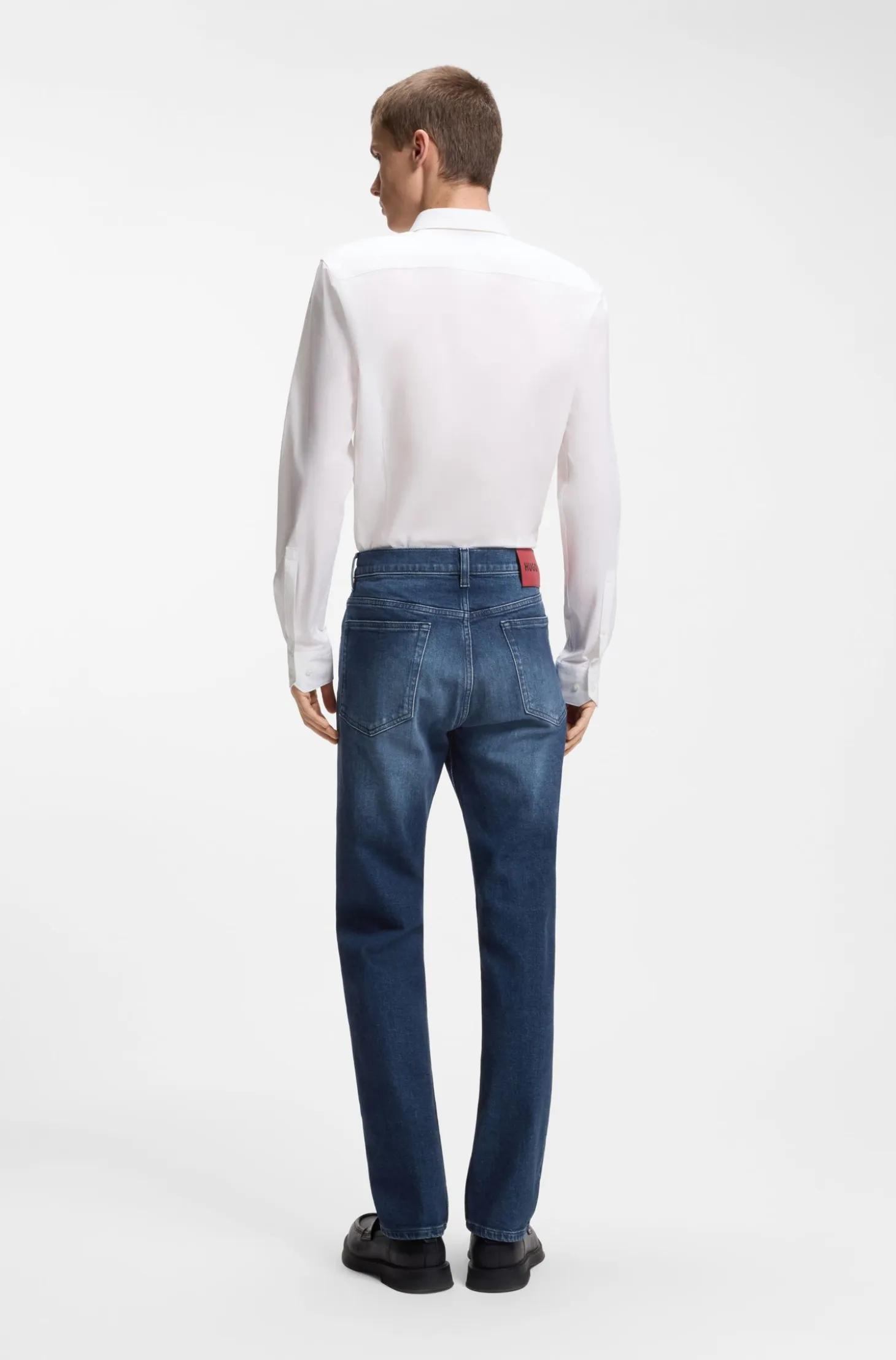 Slim-fit jeans in dark-blue comfort-stretch denim