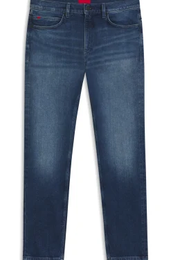 Slim-fit jeans in dark-blue comfort-stretch denim