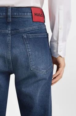 Slim-fit jeans in dark-blue comfort-stretch denim