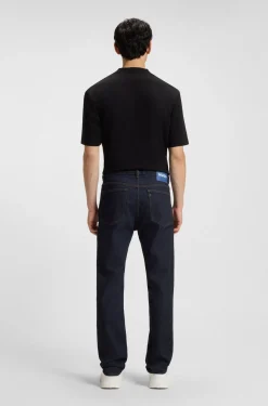 Slim-fit jeans in dark-blue stretch denim