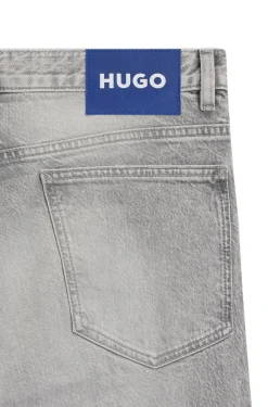 Slim-fit jeans in distressed grey denim