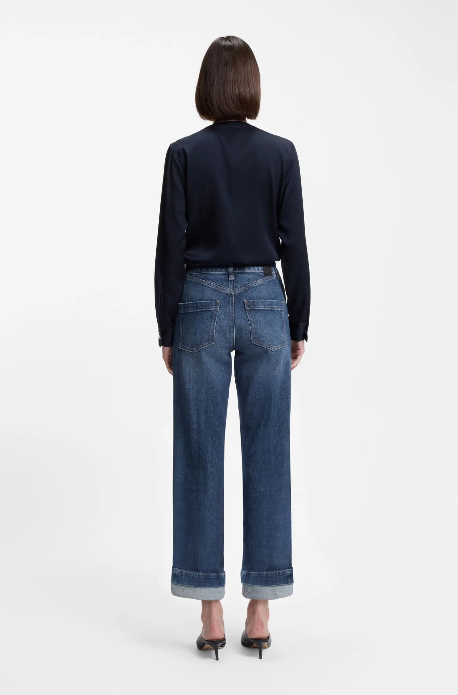 Slim-fit jeans in indigo stretch denim with turnups