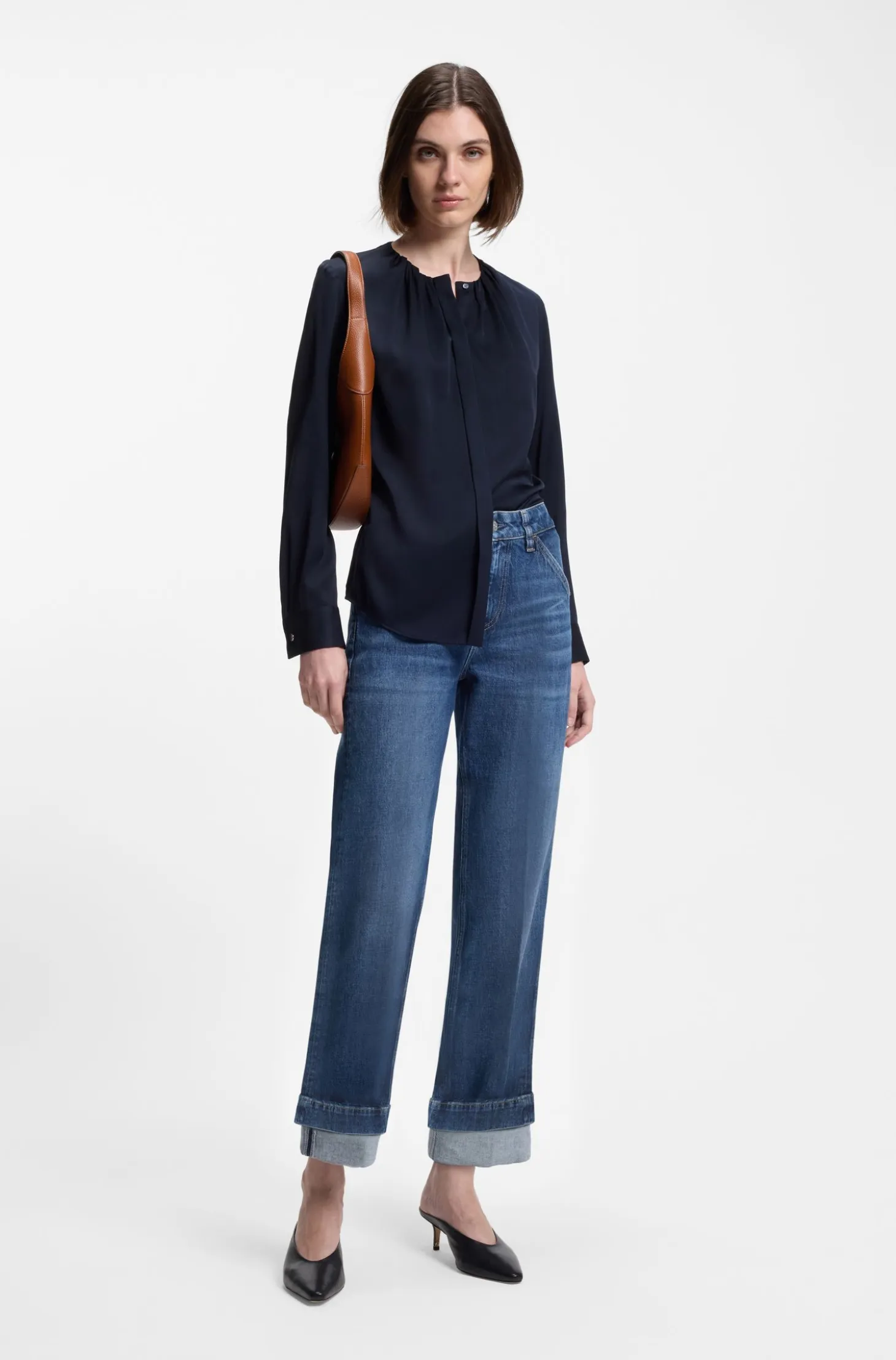 Slim-fit jeans in indigo stretch denim with turnups