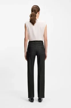 Slim-fit jeans in marble-structured black stretch denim