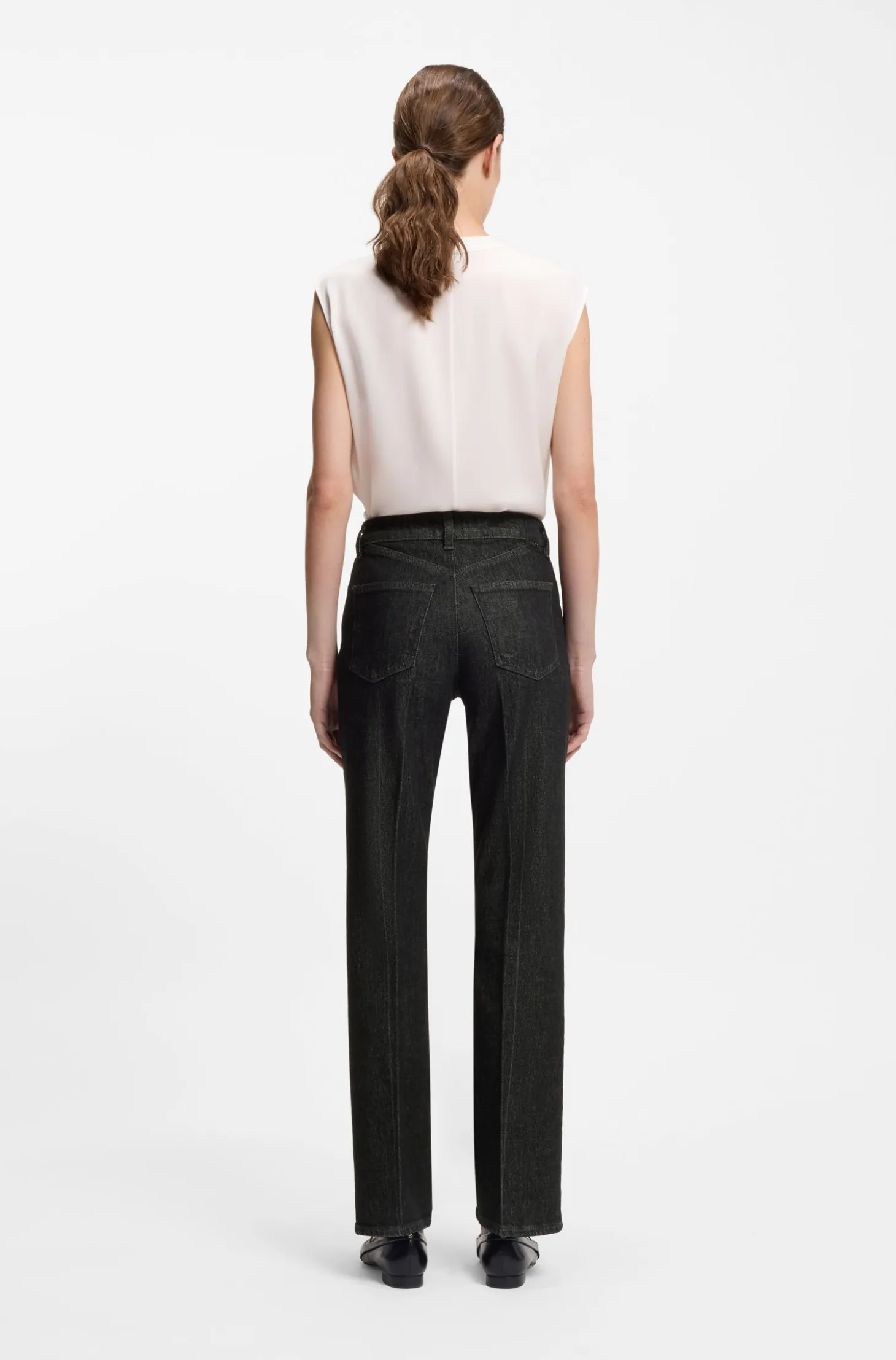 Slim-fit jeans in marble-structured black stretch denim