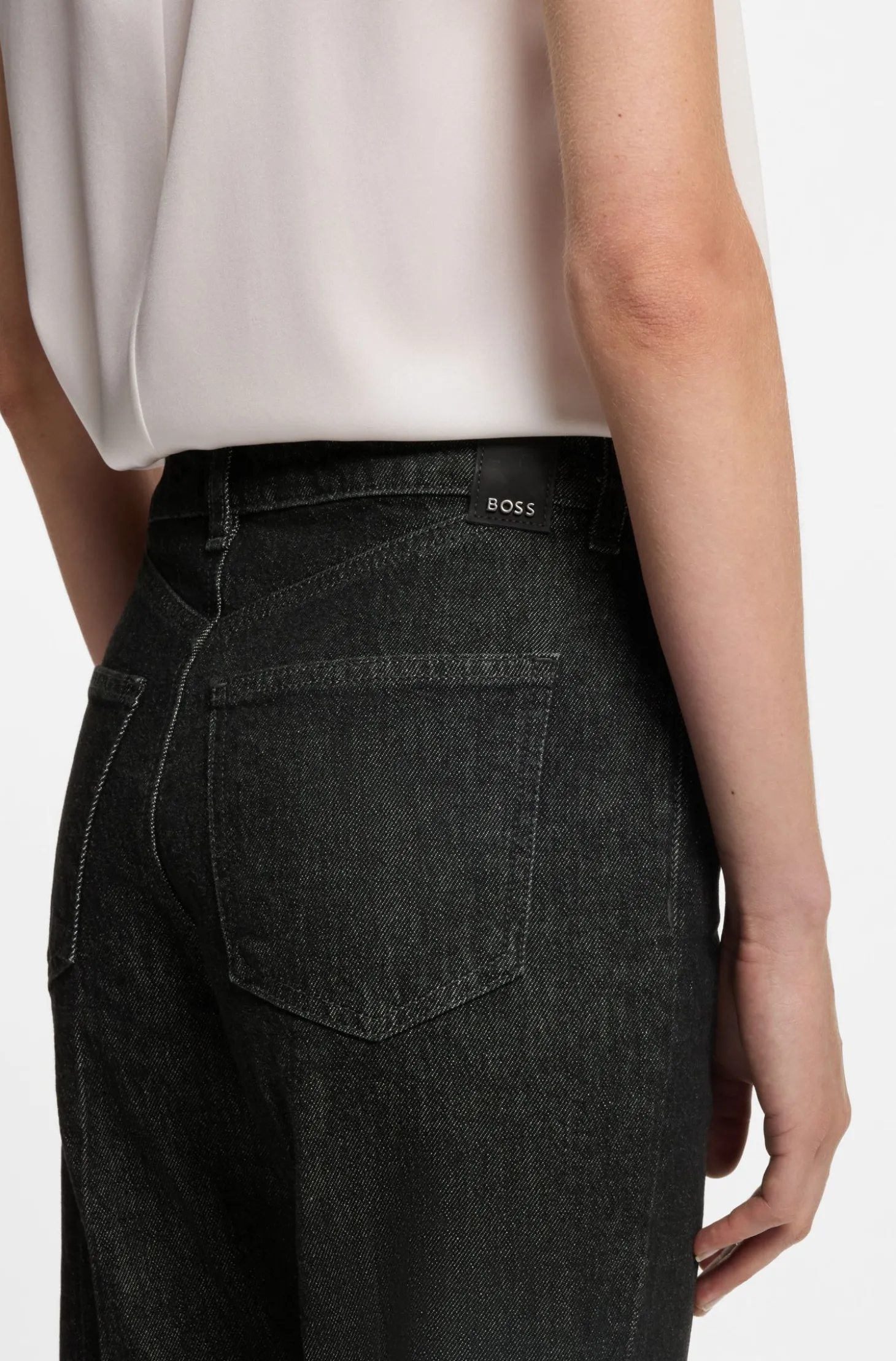 Slim-fit jeans in marble-structured black stretch denim