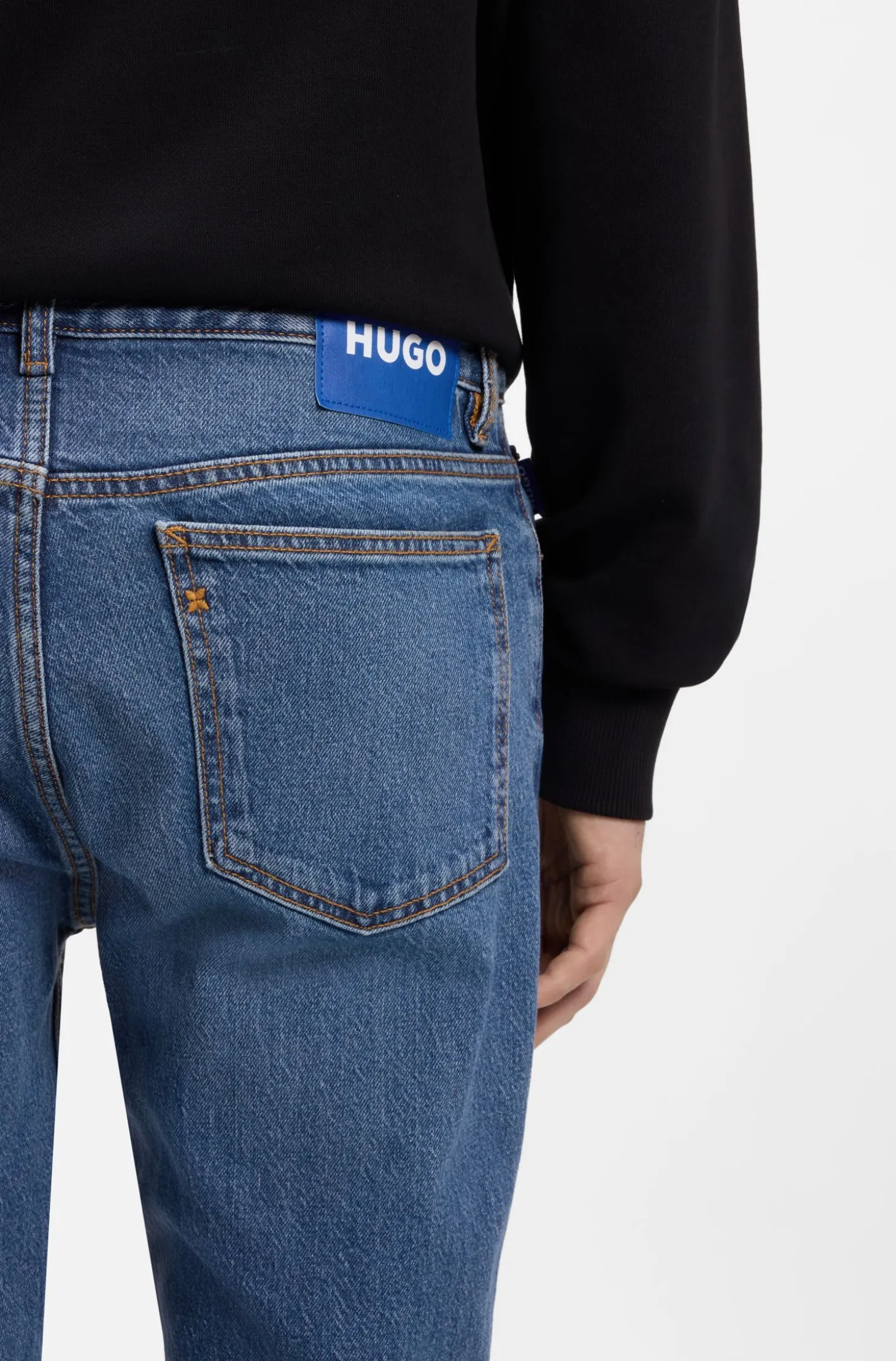 Slim-fit jeans in mid-blue stretch denim