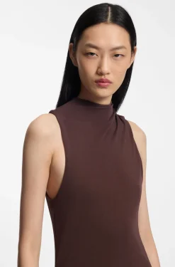 Slim-fit jersey dress with gathered details