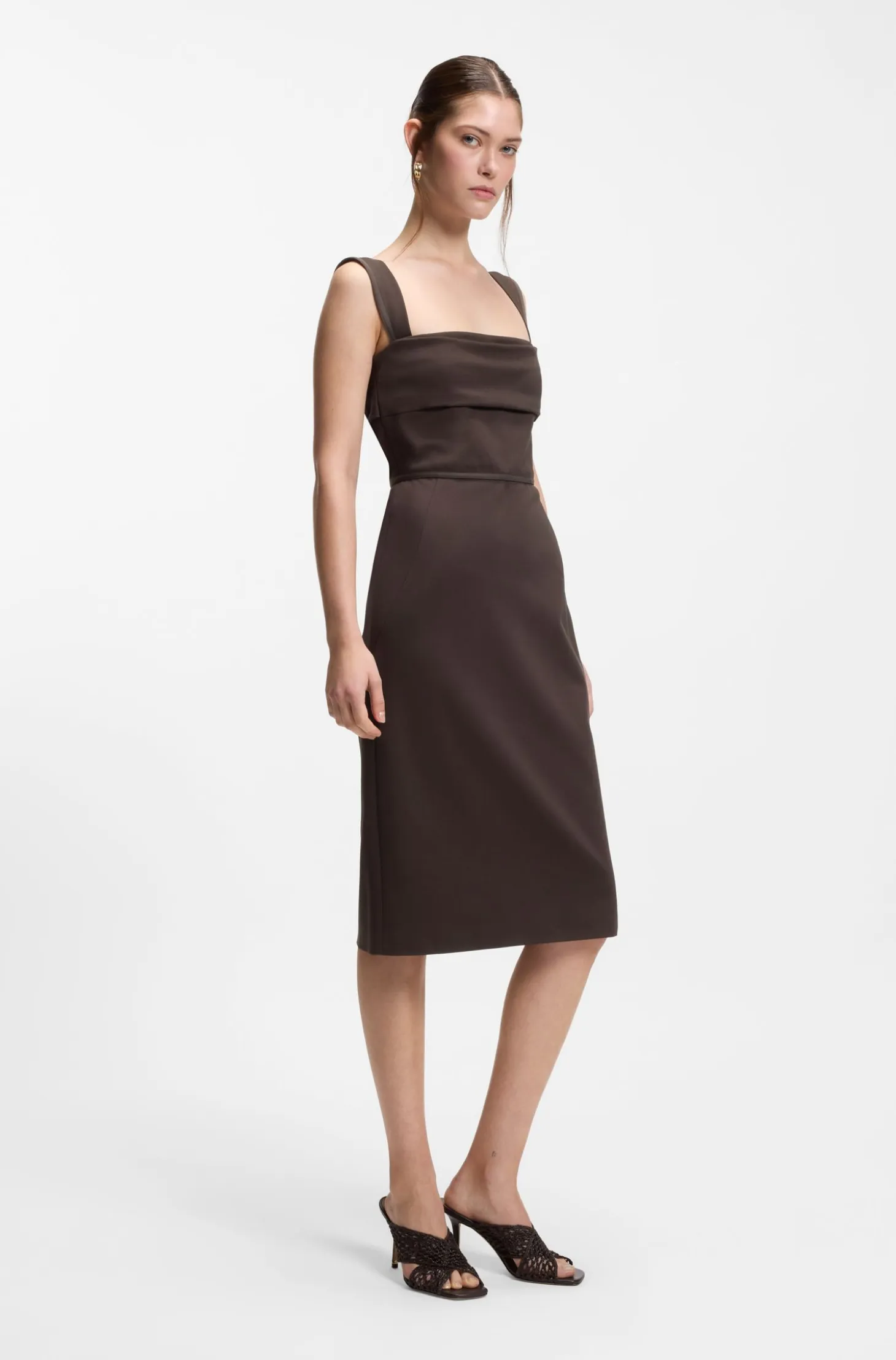 Slim-fit jersey dress with layered detail