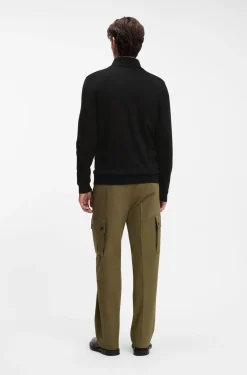 Slim-fit knitted jacket in cotton with logo detail