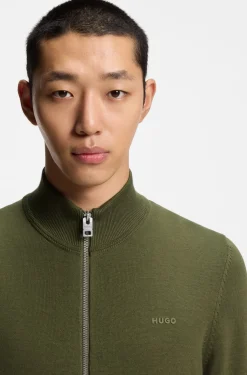 Slim-fit knitted jacket in cotton with logo detail