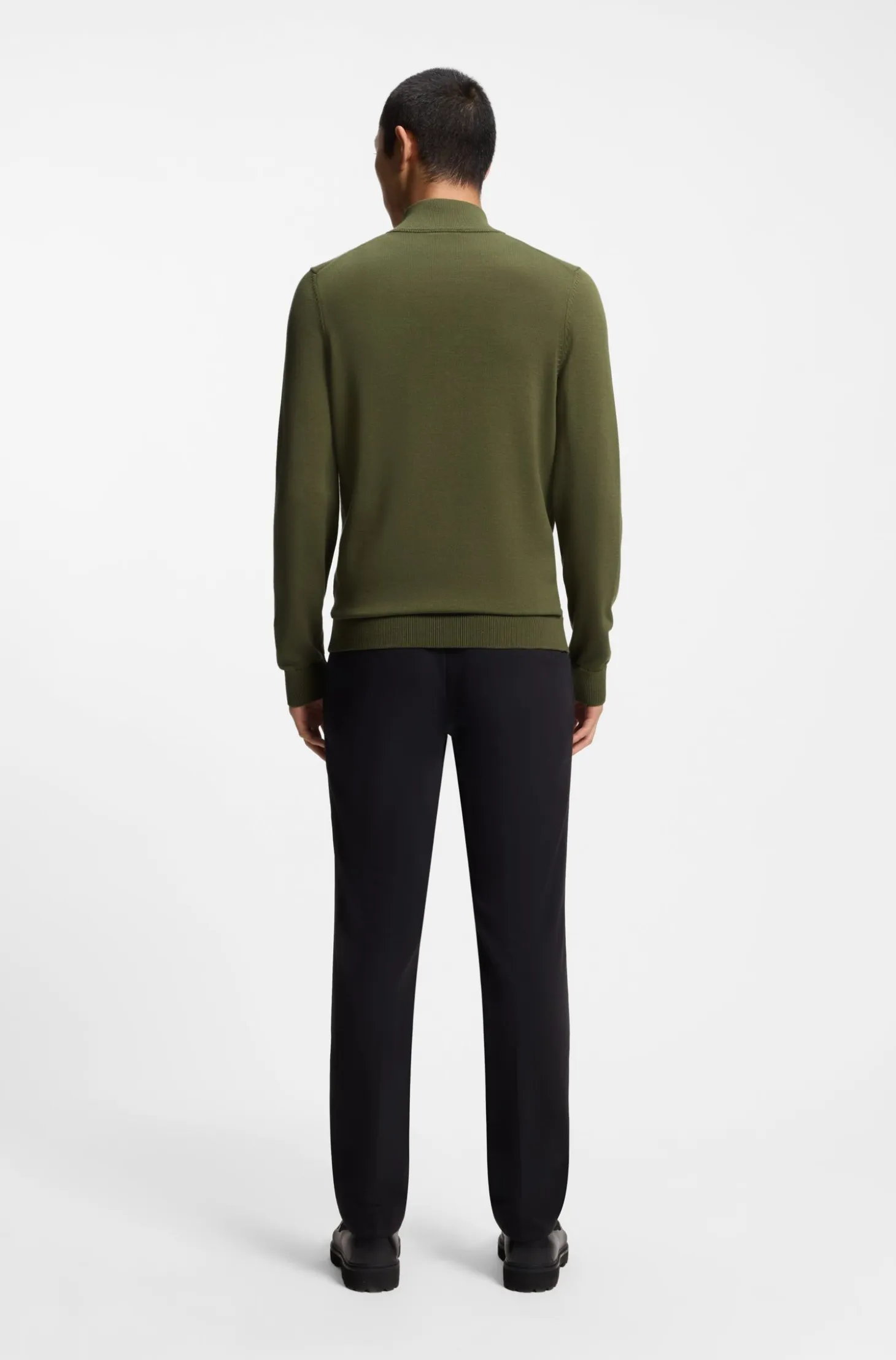 Slim-fit knitted jacket in cotton with logo detail