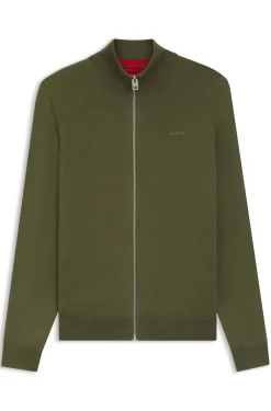 Slim-fit knitted jacket in cotton with logo detail