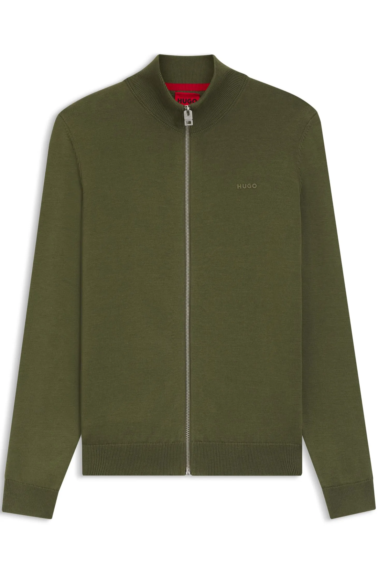Slim-fit knitted jacket in cotton with logo detail