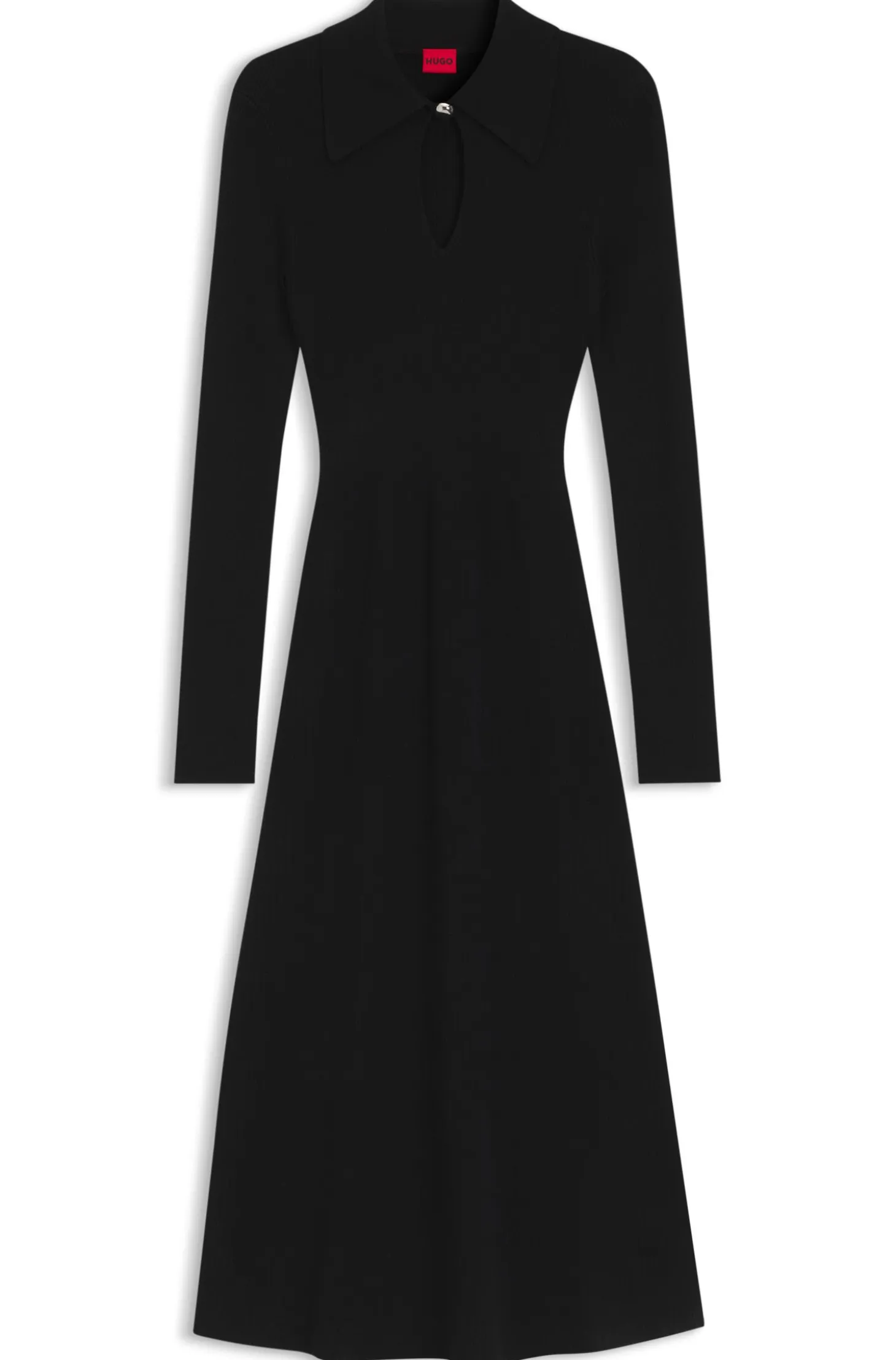 Slim-fit midi dress with keyhole polo collar