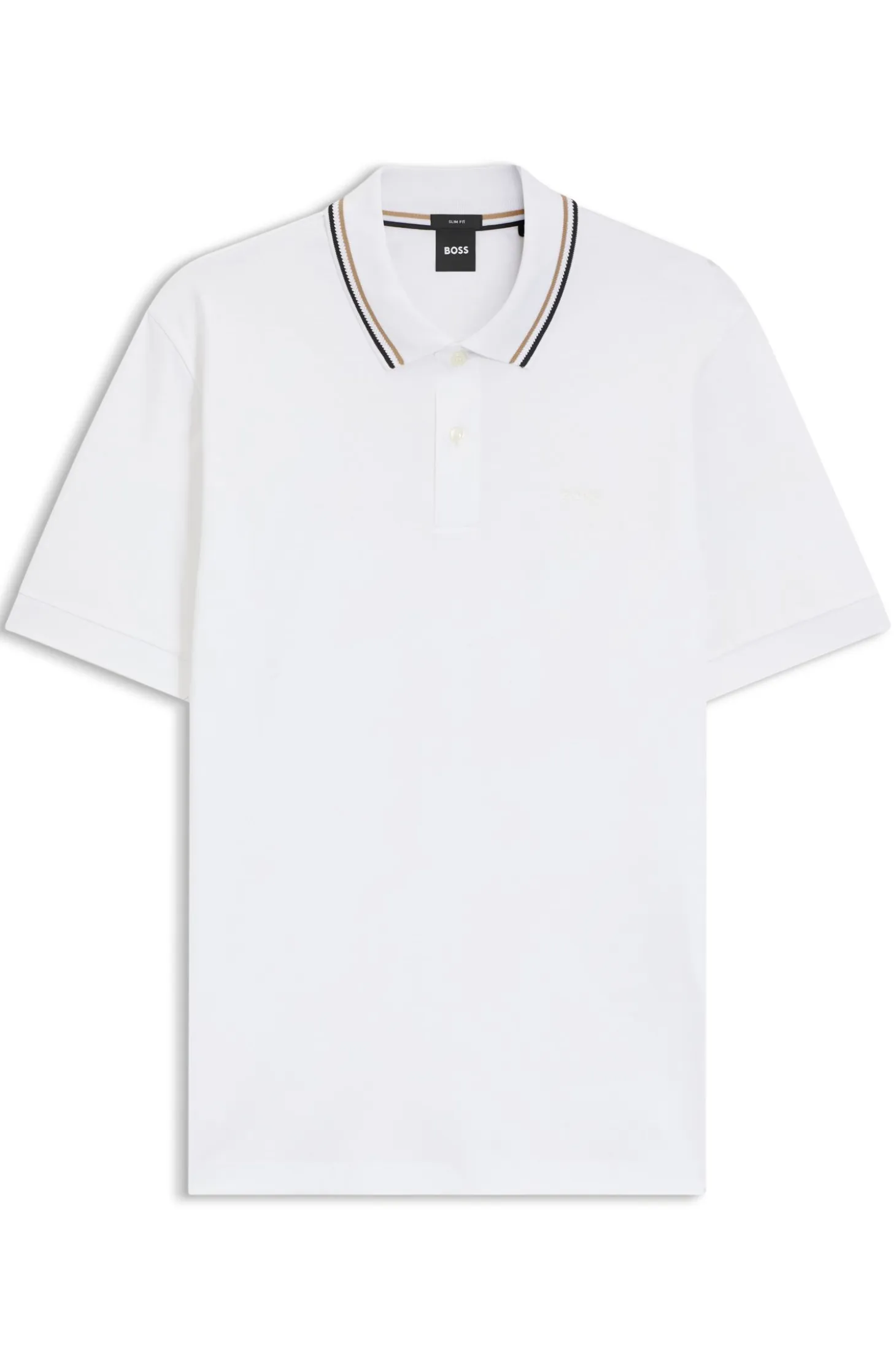 Slim-fit polo shirt in cotton with striped collar