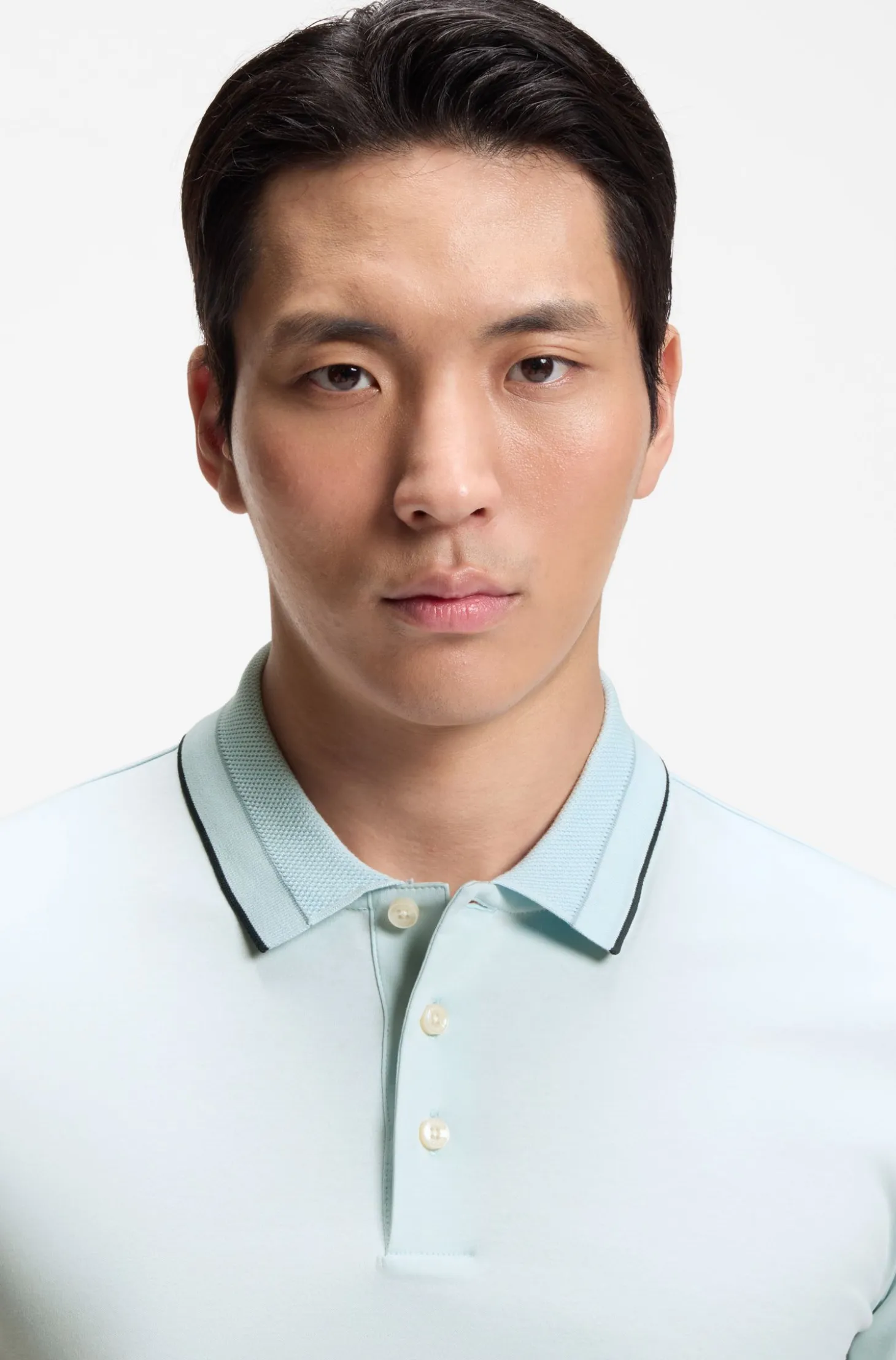 Slim-fit polo shirt in mercerised cotton