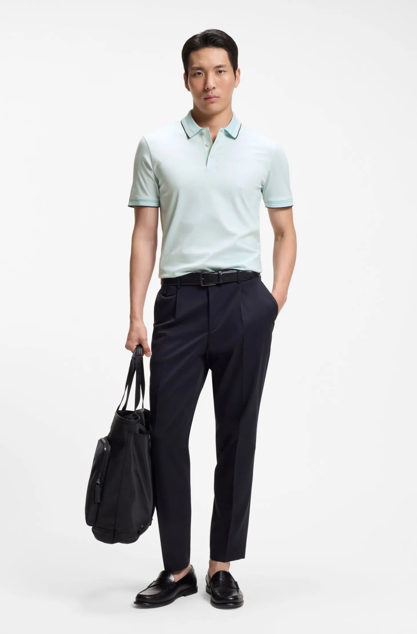 Slim-fit polo shirt in mercerised cotton