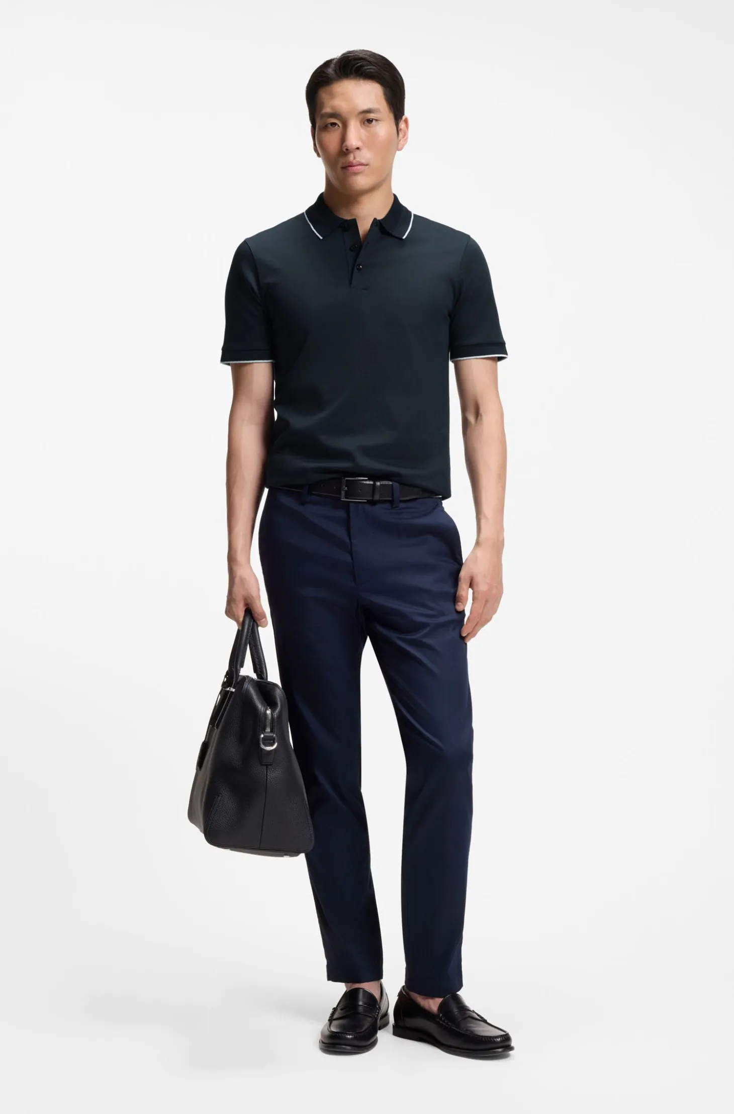 Slim-fit polo shirt in mercerised cotton