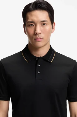 Slim-fit polo shirt in mercerised cotton