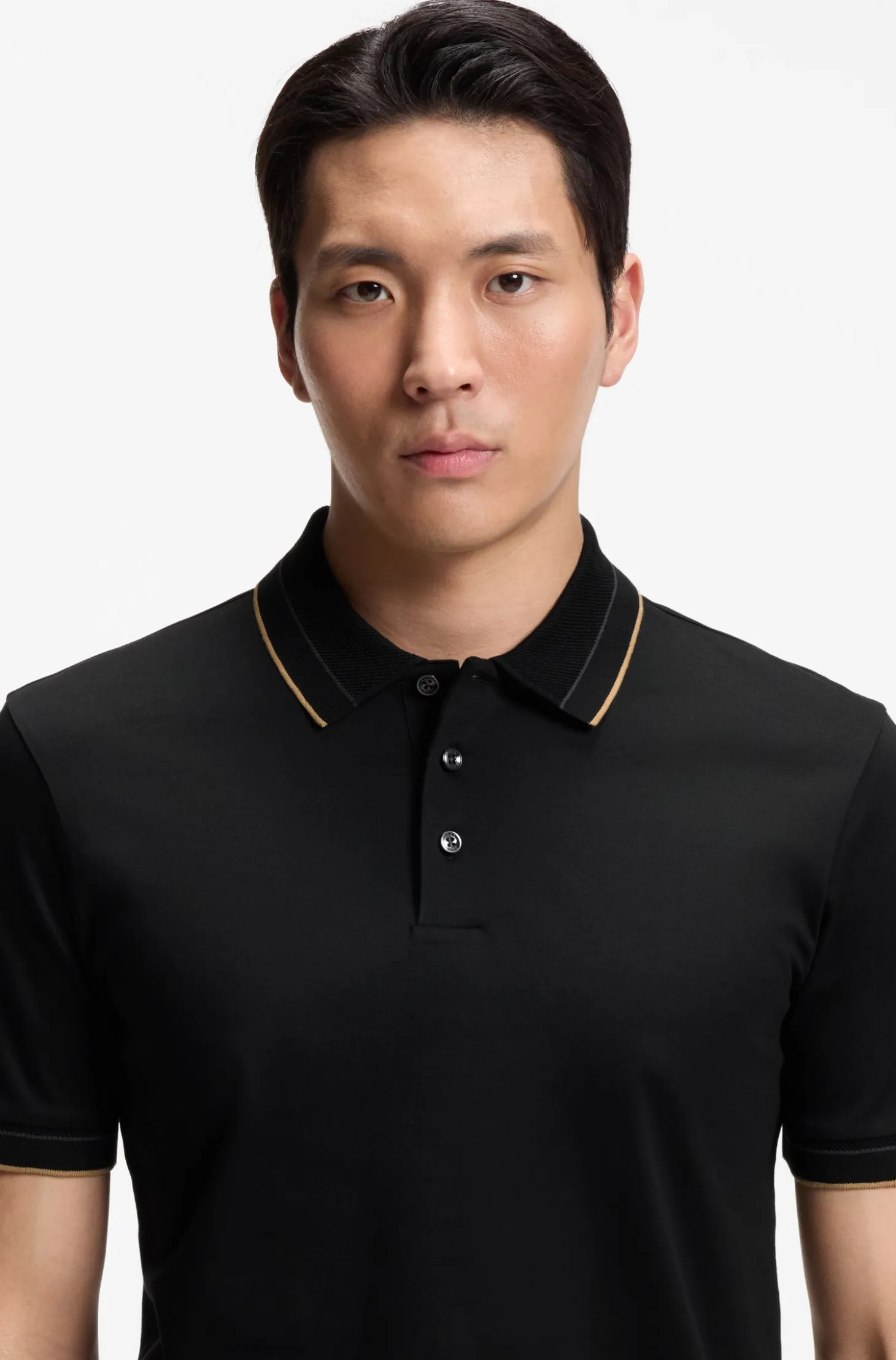Slim-fit polo shirt in mercerised cotton