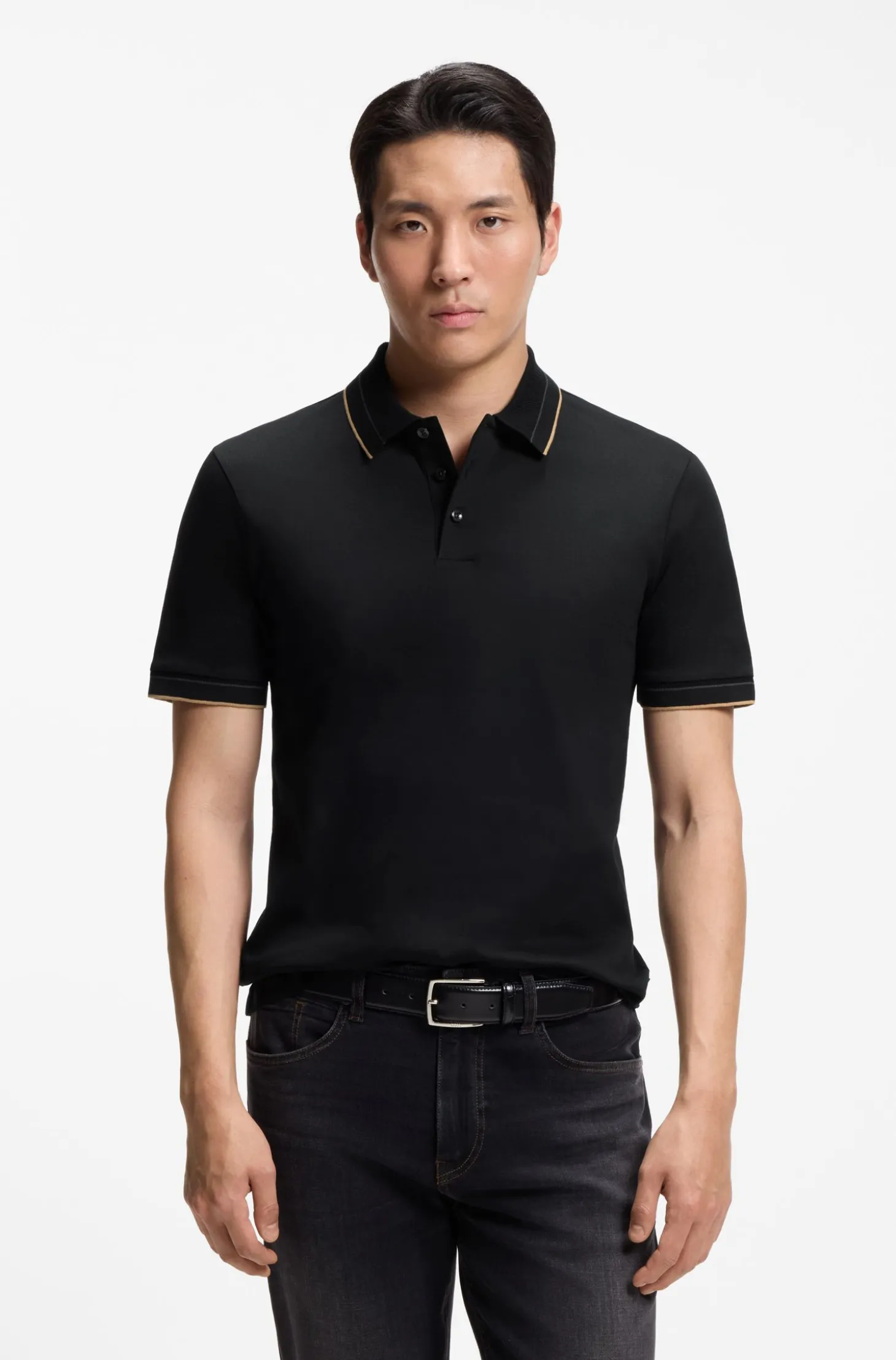Slim-fit polo shirt in mercerised cotton