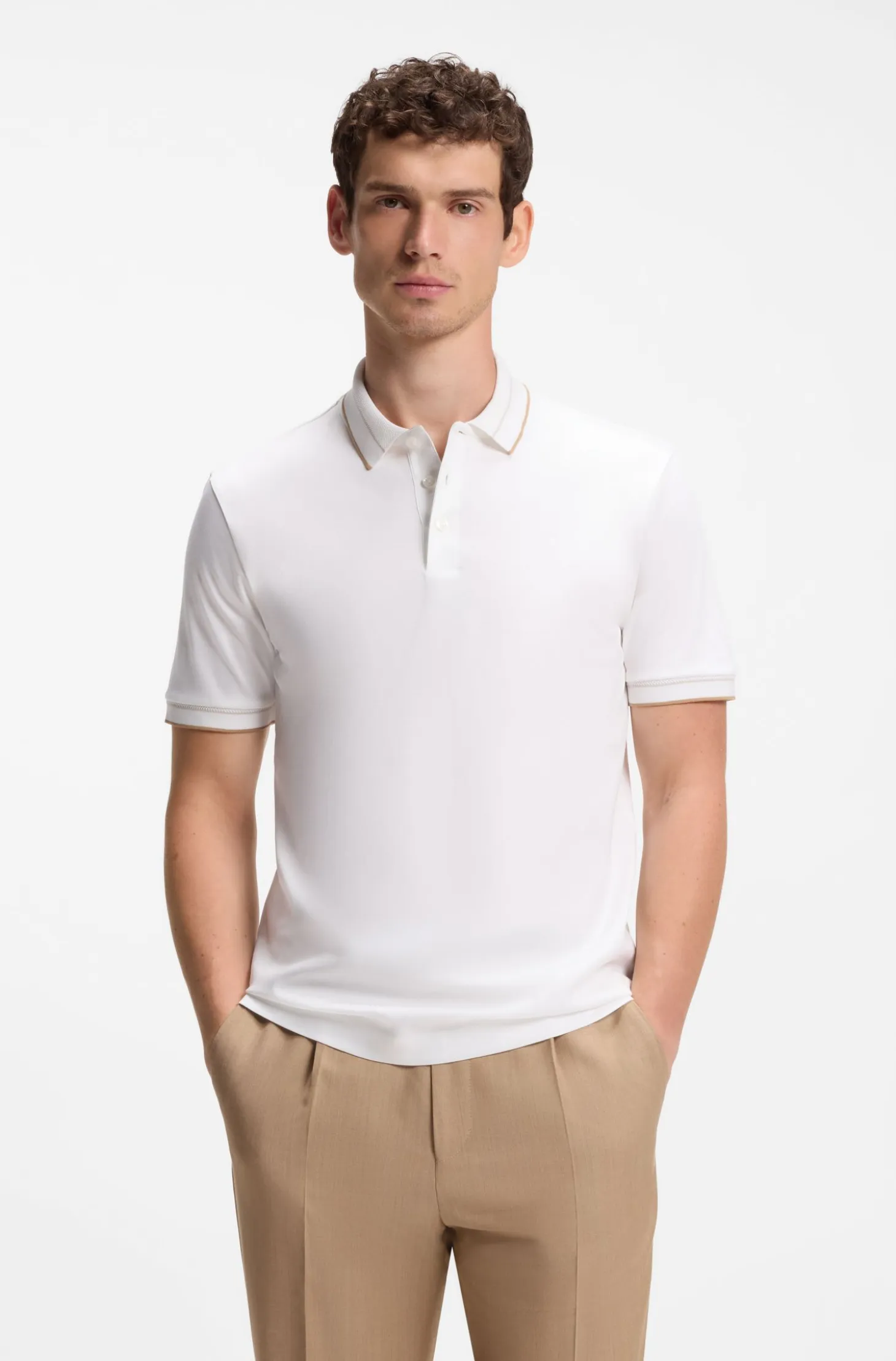 Slim-fit polo shirt in mercerised cotton