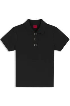 Slim-fit polo shirt with metal buttons