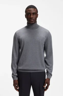 Slim-fit rollneck sweater in extra-fine merino wool