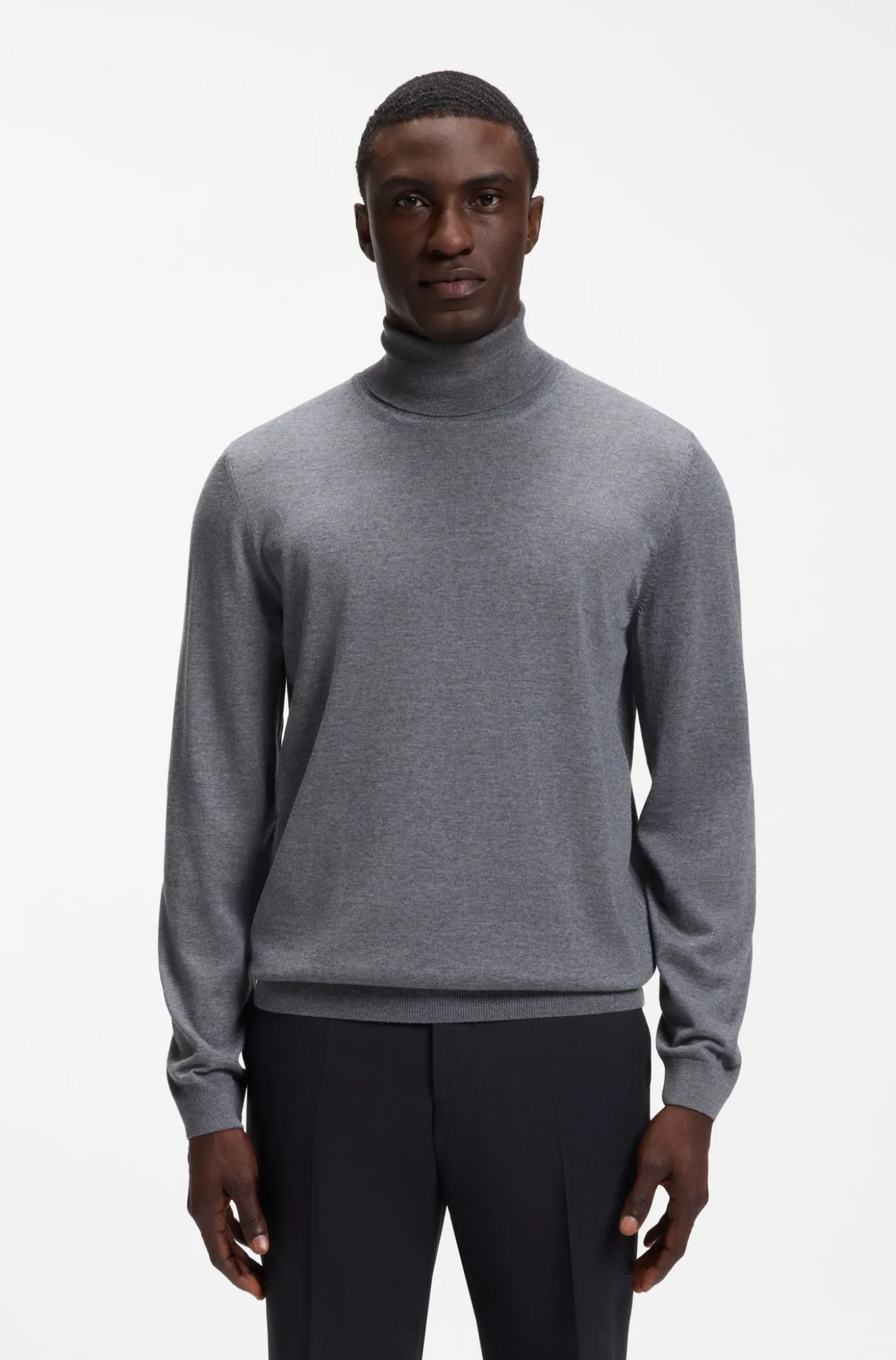 Slim-fit rollneck sweater in extra-fine merino wool