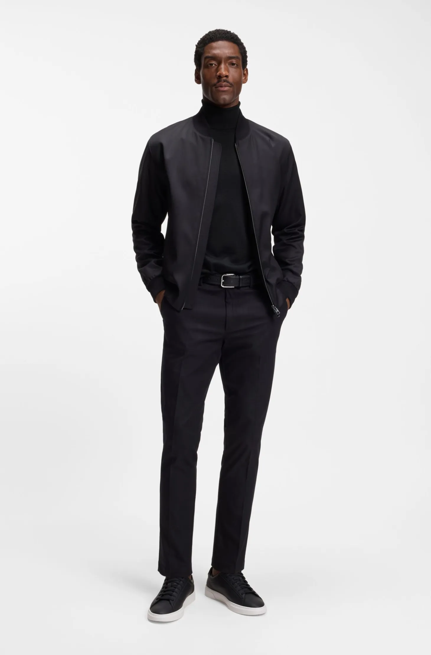 Slim-fit rollneck sweater in extra-fine merino wool