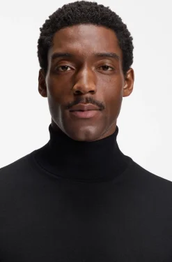 Slim-fit rollneck sweater in extra-fine merino wool