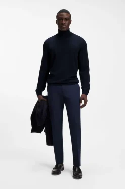 Slim-fit rollneck sweater in extra-fine merino wool