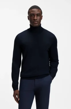 Slim-fit rollneck sweater in extra-fine merino wool