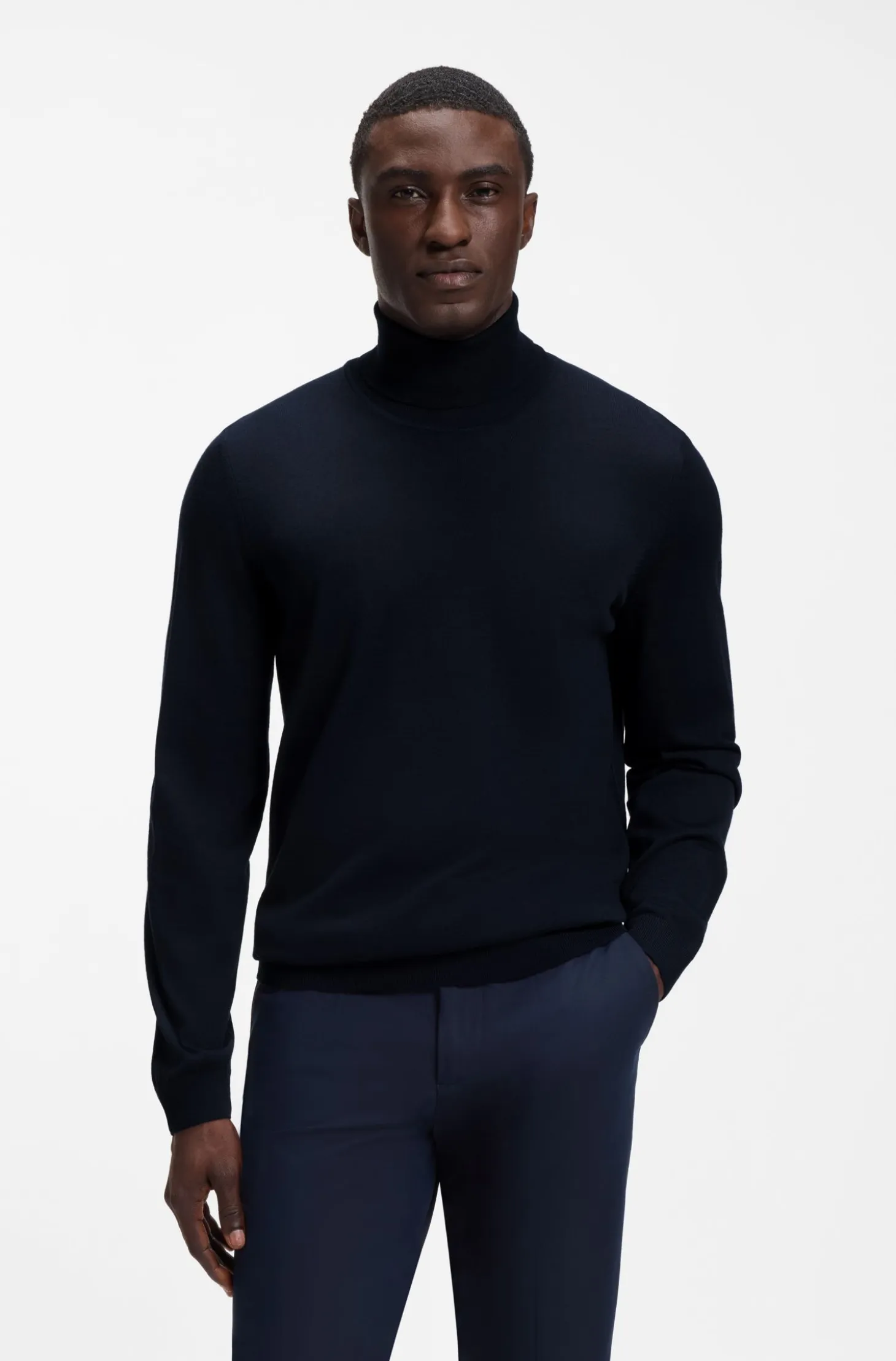 Slim-fit rollneck sweater in extra-fine merino wool
