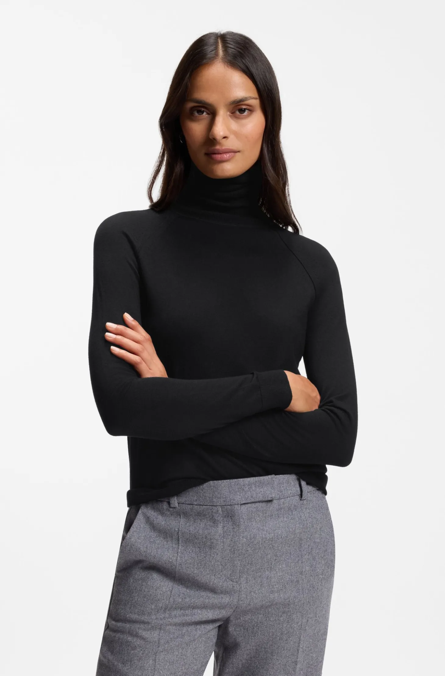 Slim-fit rollneck sweater in extra-fine merino wool