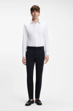 Slim-fit shirt in a performance-stretch cotton blend