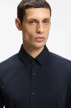 Slim-fit shirt in a performance-stretch cotton blend