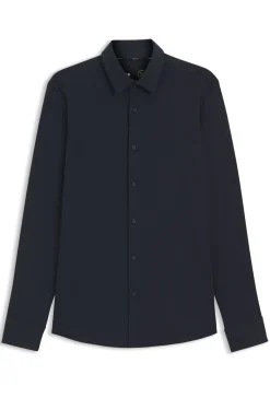 Slim-fit shirt in a performance-stretch cotton blend