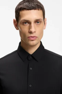Slim-fit shirt in a performance-stretch cotton blend