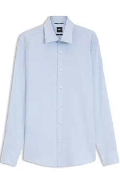 Slim-fit shirt in a thermoregulating structured cotton blend