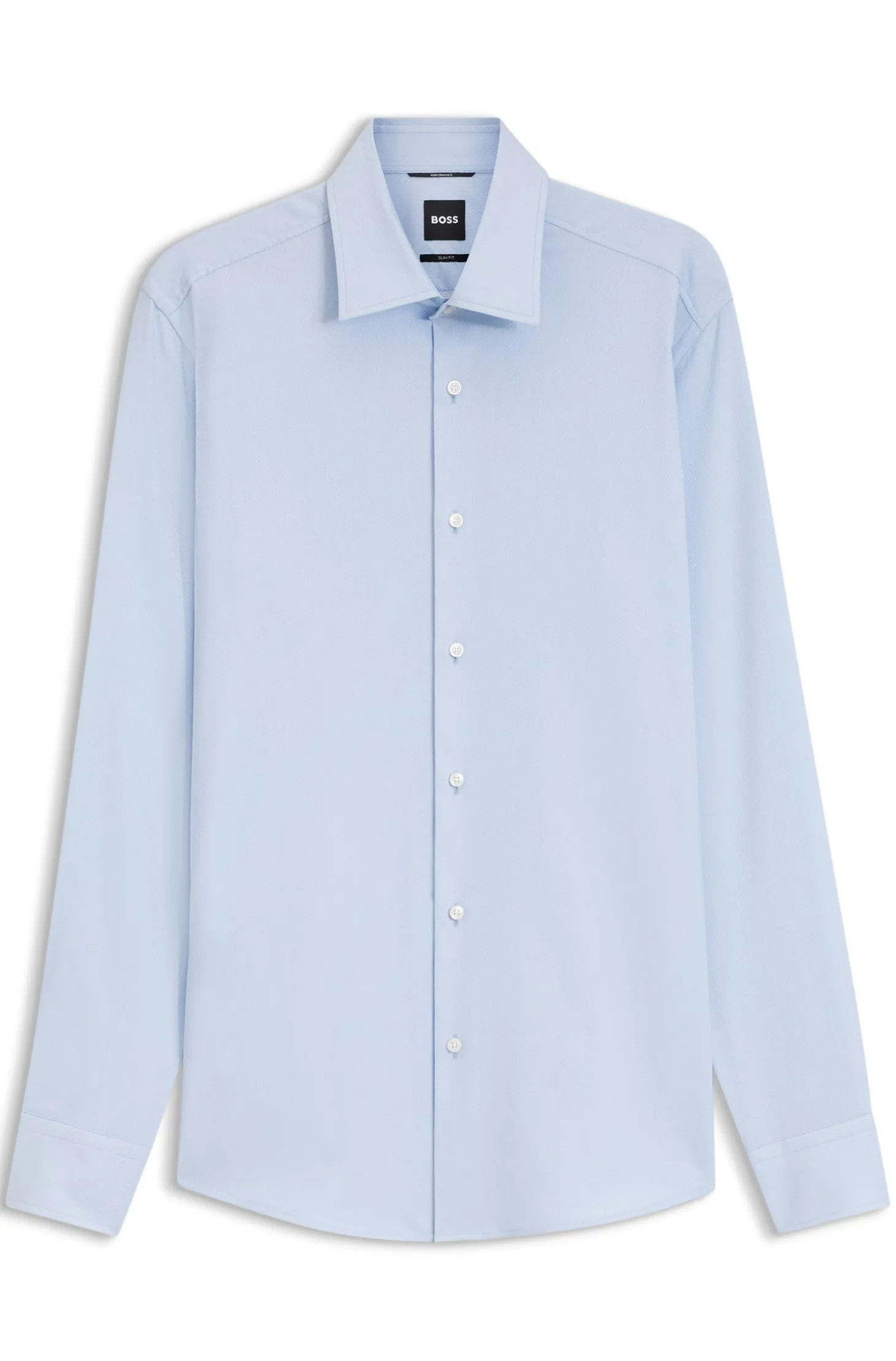 Slim-fit shirt in a thermoregulating structured cotton blend