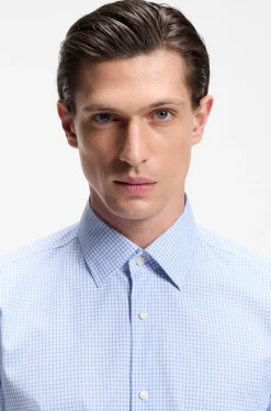 Slim-fit shirt in checked performance-stretch fabric