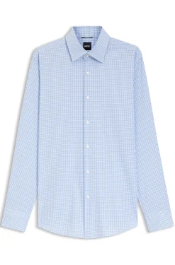 Slim-fit shirt in checked performance-stretch fabric