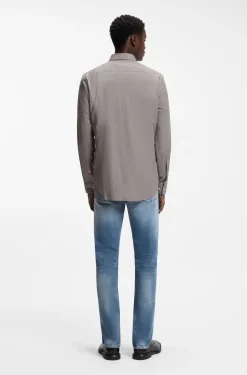Slim-fit shirt in cotton and linen