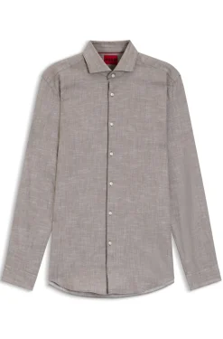 Slim-fit shirt in cotton and linen