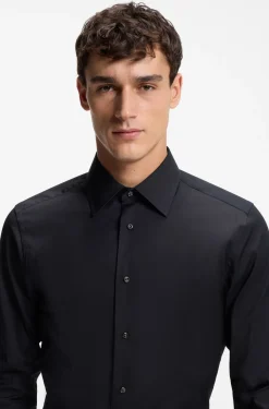 Slim-fit shirt in cotton-blend stretch poplin