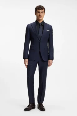 Slim-fit shirt in cotton-blend stretch poplin