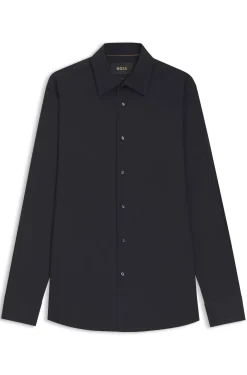 Slim-fit shirt in cotton-blend stretch poplin